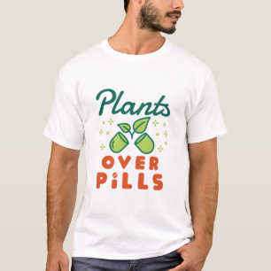 Camiseta Plantas Sobre Pílulas Herbalistas Medicamentos à