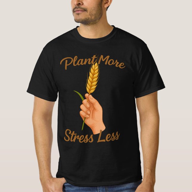 Camiseta Plante mais stress menos | Presente de jardinagem  (Frente)