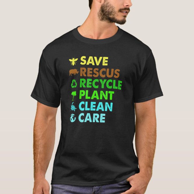Camiseta Plásticos de reciclar salvam animais de resgate de (Frente)