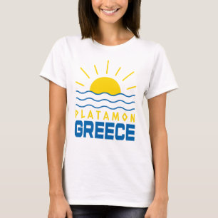 Camiseta Platamon Grécia Sol e Ondas Marítimas Mulheres