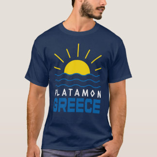Camiseta Platamon Grécia Sol, Mar Azul Marinho Masculino