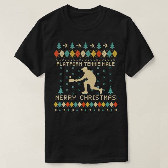 Camiseta PLATFORM TENNIS MALE Funny Ugly Christmas Sweater  (Frente do Design)
