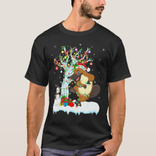 Camiseta Platypus Xmas Tree Lighting Santa Hat Platypus Chr