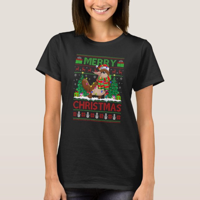 Camiseta Platypus  Xmas Tree Ugly Santa Platypus Christmas (Frente)