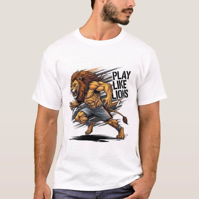 Camiseta Play Like  Lion – Moroccan Flag Power & Football  (Frente)
