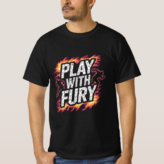Camiseta Play With Fury – Flame Runner Intenso (Frente)