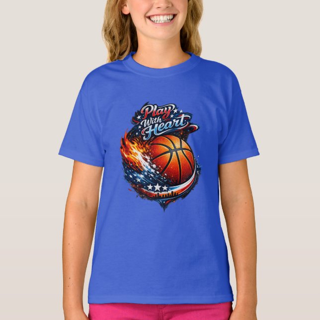 Camiseta Play With Heart Basketball Motivational Girls (Frente)