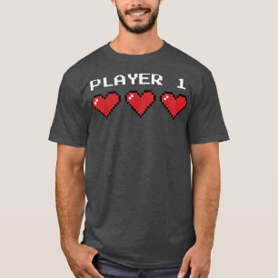 Camiseta Player 1 Video Game Couples Piel Heart