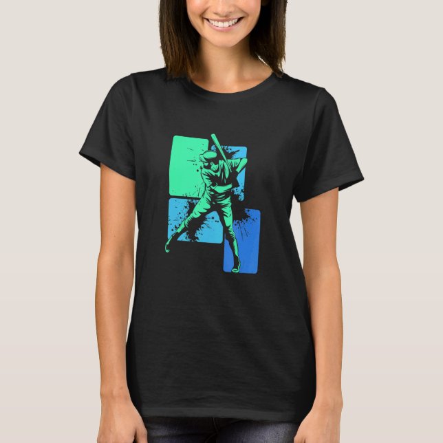 Camiseta Player Baseball Batter Green Blue Catcher Pitcher (Frente)