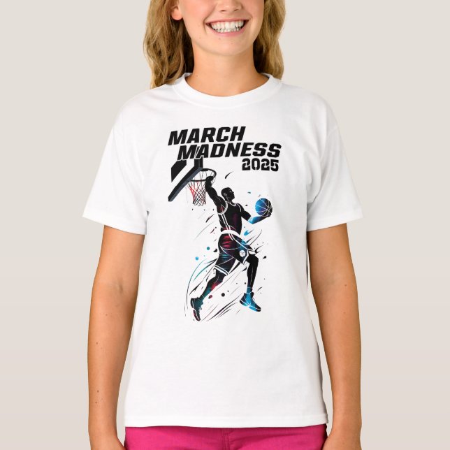 Camiseta Playera básica de niña locura de Marzo Baloncesto (Frente)