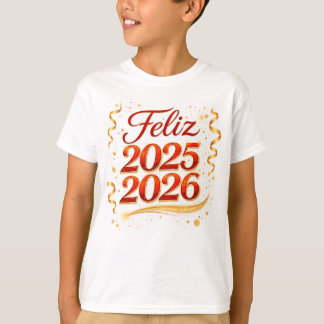 Camiseta Playera Básica para Niño con Diseño “Feliz 2025-20