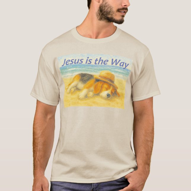 Camiseta Playera Beach with a Hat - "Jesus is the Way" (Frente)