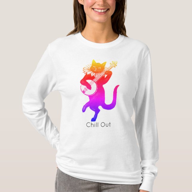Camiseta Playera Cats básica de mangas largas para mujer (Frente)