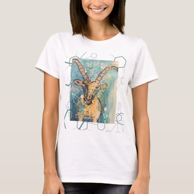 Camiseta playera con dibujo original zodiaco capricorn (Frente)