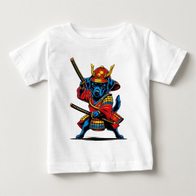 Camiseta Playera con punto de jersey Perrito Samurái (Frente)