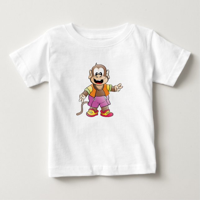 Camiseta Playera De Bebé Monito divertido alegre (Frente)