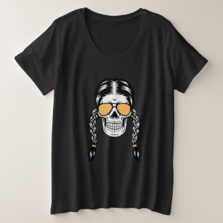 Camiseta Playera de Halloween con Calavera y Trenzas
