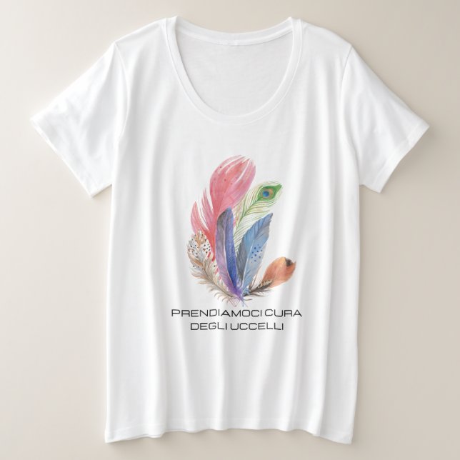 Camiseta Playera plumas de aves  (Frente do Design)
