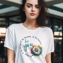 Playera Watercolor Flower Design and Motivacional