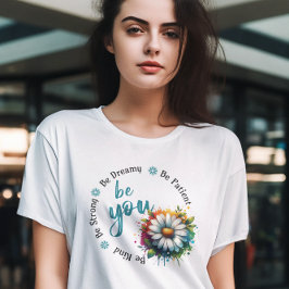 Camiseta Playera Watercolor Flower Design and Motivacional