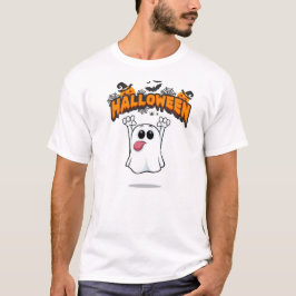 Camiseta Playful Cartoon Ghost Sticking Tongue Out