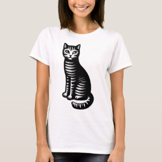 Camiseta Playful Cat Woodcut Style