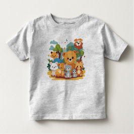 Camiseta Playful Cute Animal Friends Toddler Fine Jersey