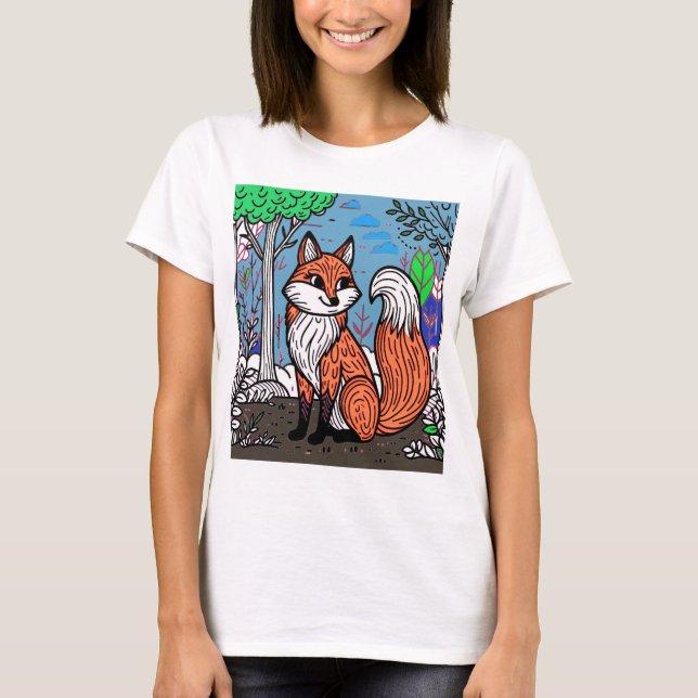 Camiseta "Playful Fox in the Forest" (Frente)