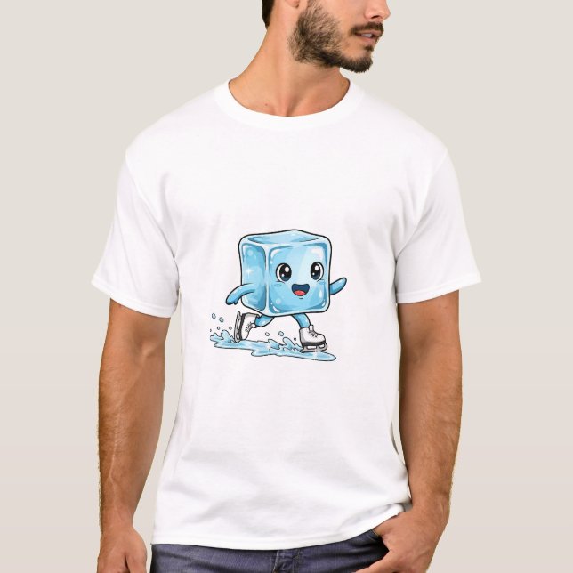 Camiseta Playful Ice Cube Character Skating (Frente)