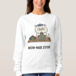 Camiseta Playful Kitty Knitting Colorful Stitches Graphic