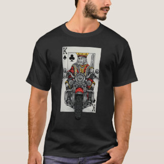 Camiseta Playing Card King Dirigindo Uma Motocicleta