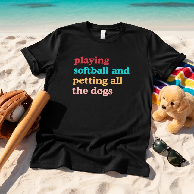 Camiseta Playing Softball and Petting All the Dogs Retro (Criador carregado)