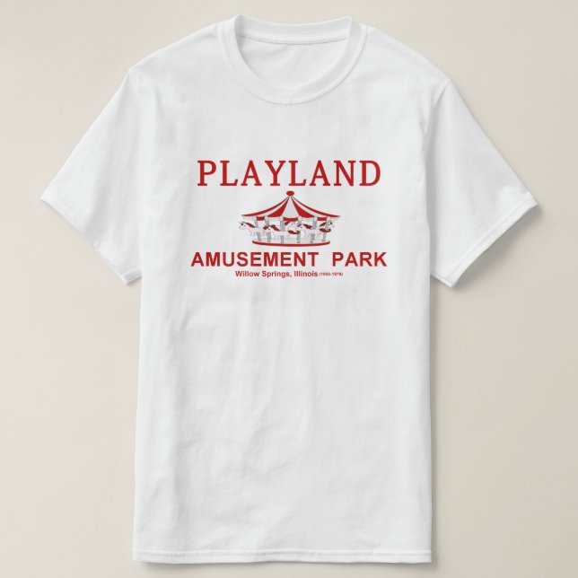 Camiseta Playland Amusement Park, Willow Primaveras, Illino (Frente do Design)
