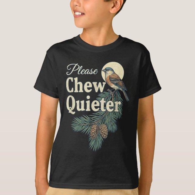 Camiseta Please Chew Quieter Christmas Funny Novelty  (Frente)