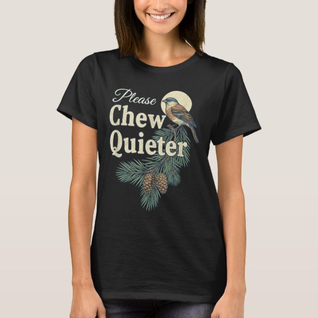 Camiseta Please Chew Quieter Christmas Funny Novelty  (Frente)