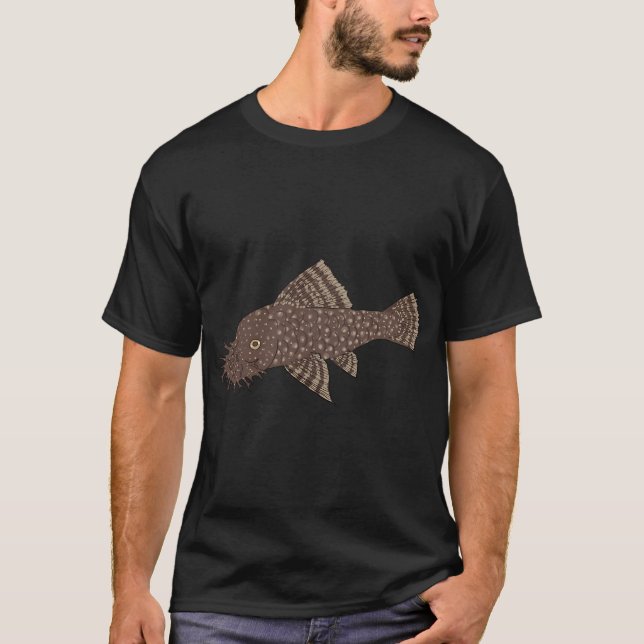 Camiseta Pleco Bristlenose - Sabor Chocolate - Fundo Branco (Frente)