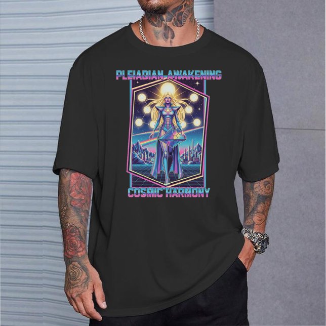 Camiseta Pleiadian Awakening | Retro 80s Cosmic Harmony (Criador carregado)