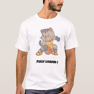 Camiseta Plenamente carregado - um Feliz Gato-Basquete