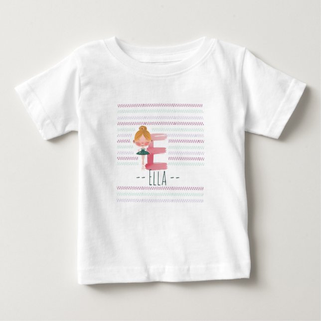 Camiseta Plink Cute Ballerina Letter E Toddler  (Frente)