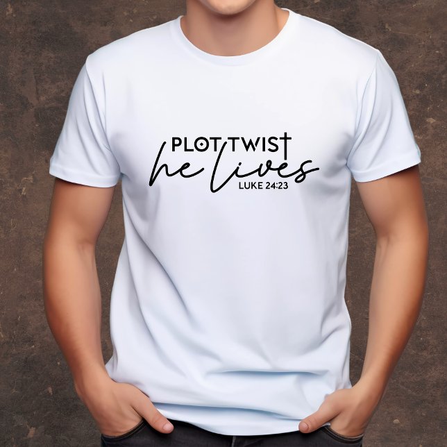 Camiseta Plot Twist Ele Mora Cristão de Homens Engraçados (Criador carregado)