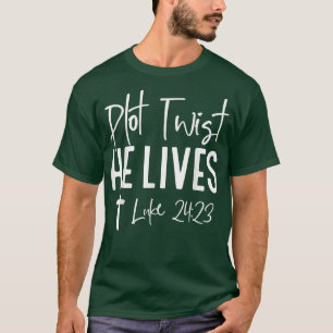 Camiseta Plot Twist Ele Vive Através Da Páscoa Cristã Engra