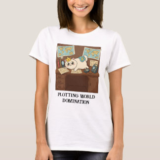 Camiseta Plotando o mundo dominando o gato engraçado
