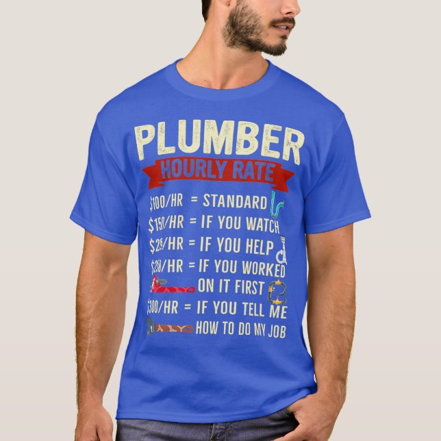 Camiseta Plumber Horário da Taxa Horária Descrição Engraçad (Frente)