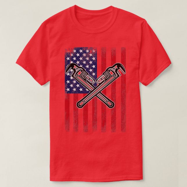 Camiseta Plumber Plumber USA Flag (1) (Frente do Design)