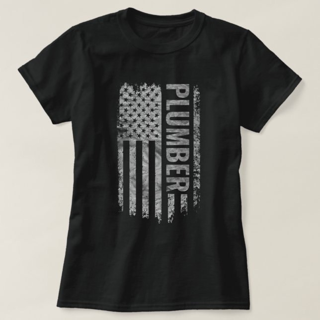 Camiseta Plumber USA Flag Distressed design (Frente do Design)