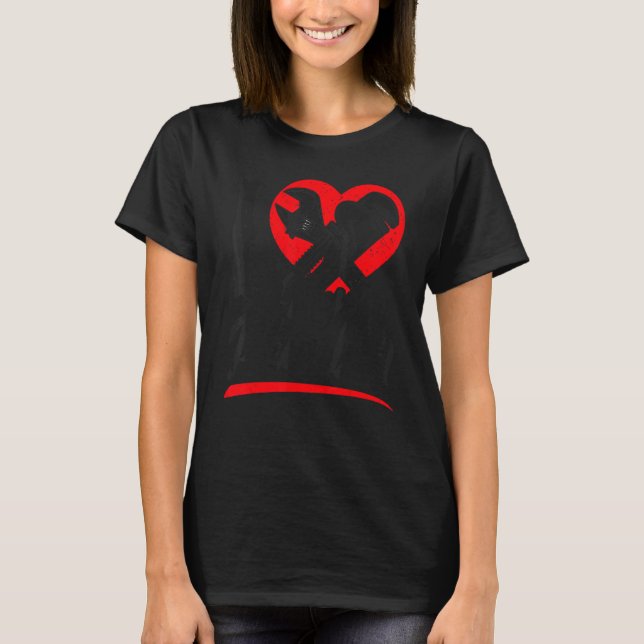 Camiseta Plumbing Plumber Girlfriend Wife Heart I Love My P (Frente)