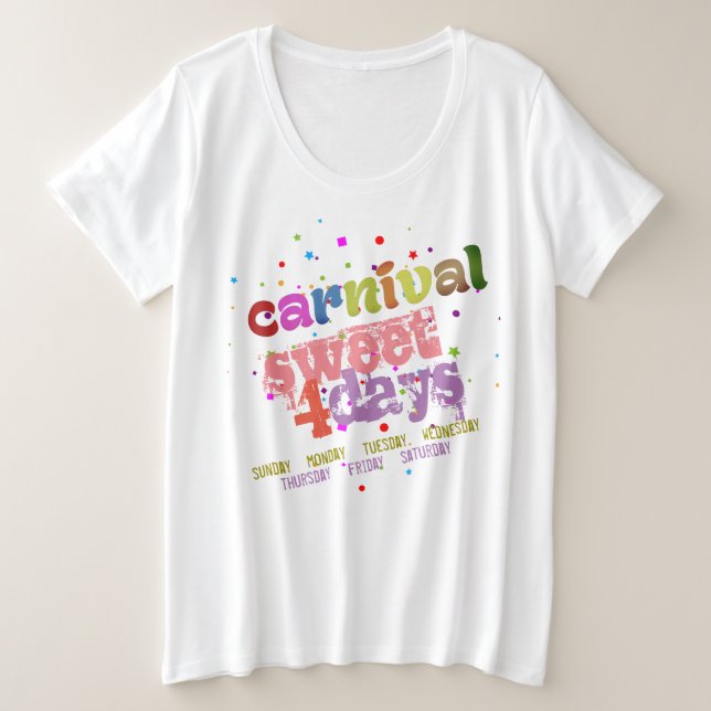Camiseta Plus Size Carnaval doce 4 dias (editável) (Frente do Design)