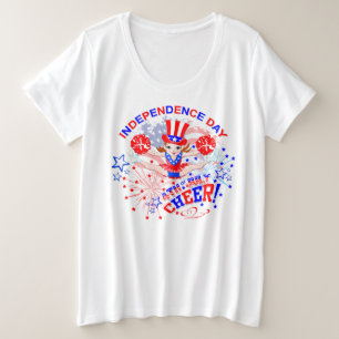 Camiseta Plus Size Cheerleader, Dia da Independência, 4 de julho, Sa