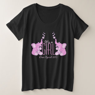 Camiseta Plus Size É um T da maternidade dos elefantes do coração 