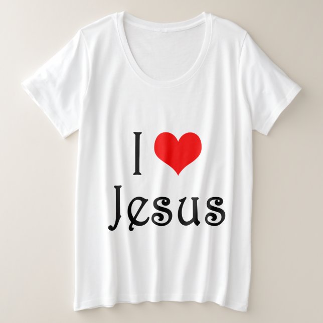 Camiseta Plus Size Eu amo Jesus (Frente do Design)